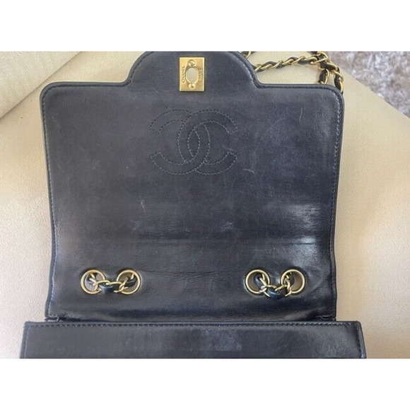 CHANEL CC Lambskin Black Gold Patent Leather Chocolate Bar Flap Bag Chain - Picture 13 of 16